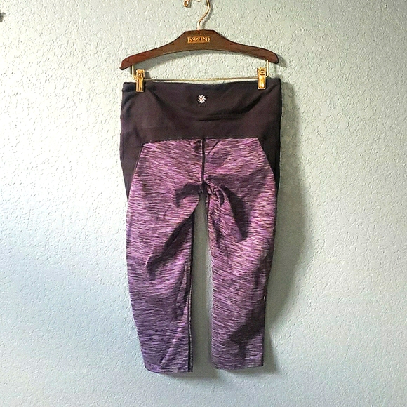 Athleta Purple Heather Striped Tangram Capri - Picture 2 of 6